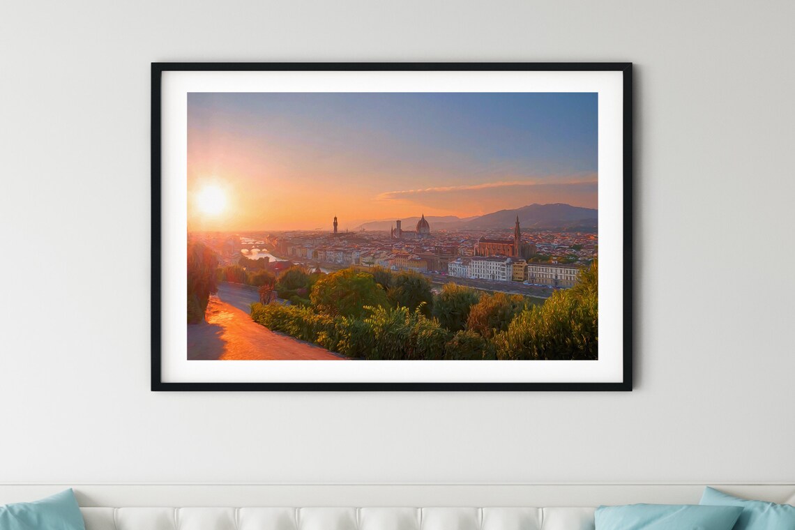 Florence Italy Golden Sunset Skyline Photo Print of Duomo City View - Image 3