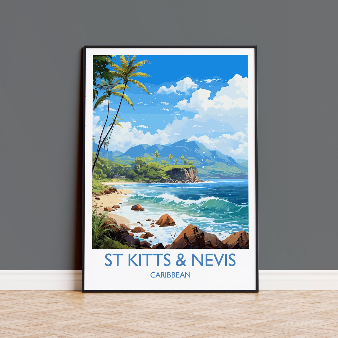 St Kitts And Nevis Travel Poster, Caribbean Art