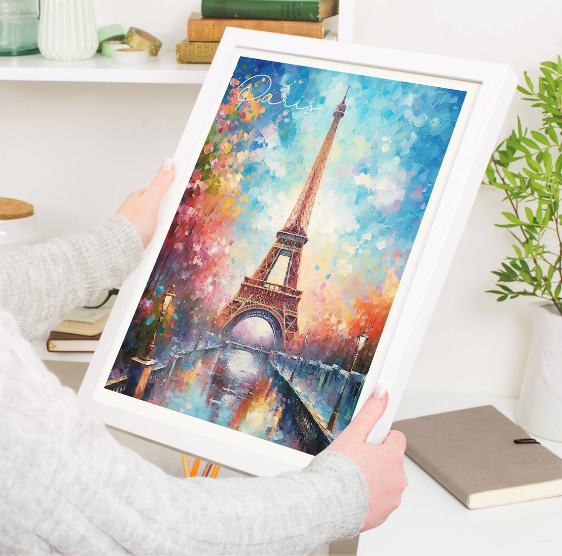 Eiffel Tower Impressionist Painting Paris France Oil Style Poster - Image 3