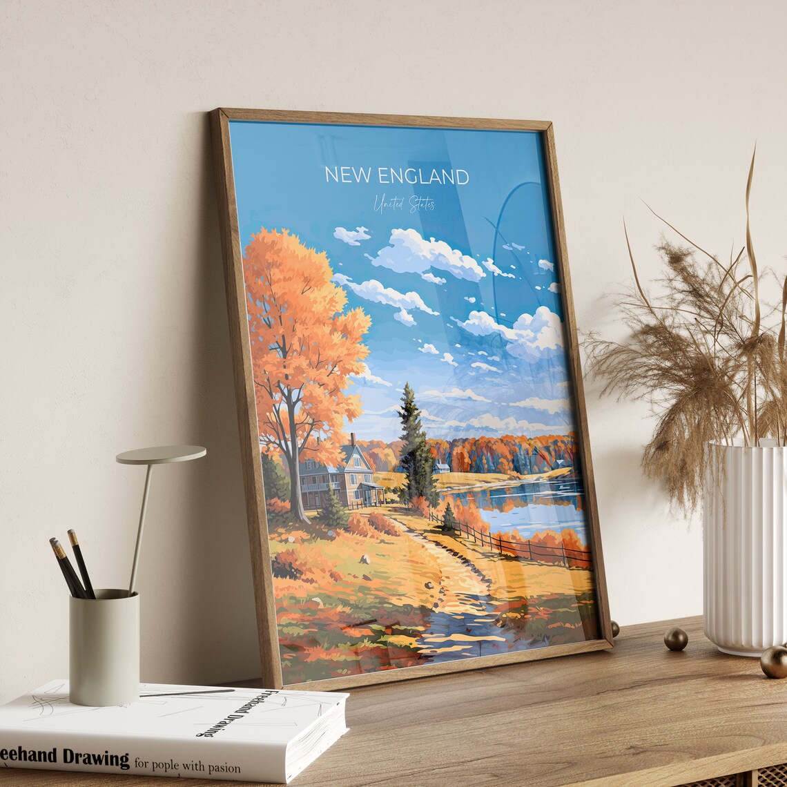 New England Travel Poster, Autumn Fall Art Print - Image 2