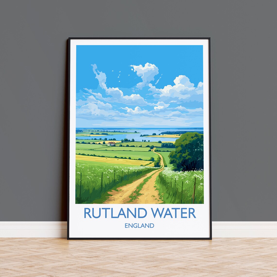 Rutland Water Travel Poster, Reservoir Wall Art Print