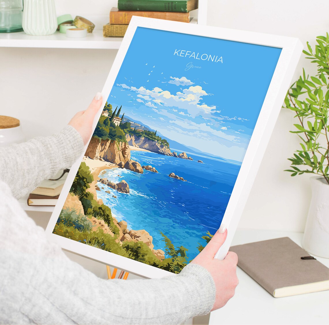 Kefalonia Rocky Beach Cove Greece Turquoise Ionian Sea Poster - Image 5