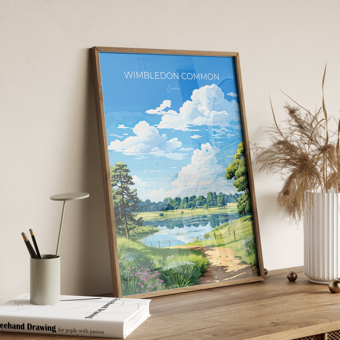 Wimbledon Common Travel Print Travel Poster Of Wimbledon Common London Poster Wimbledon Common Art Gift London Art Lovers Uk Travel Gift - Image 2