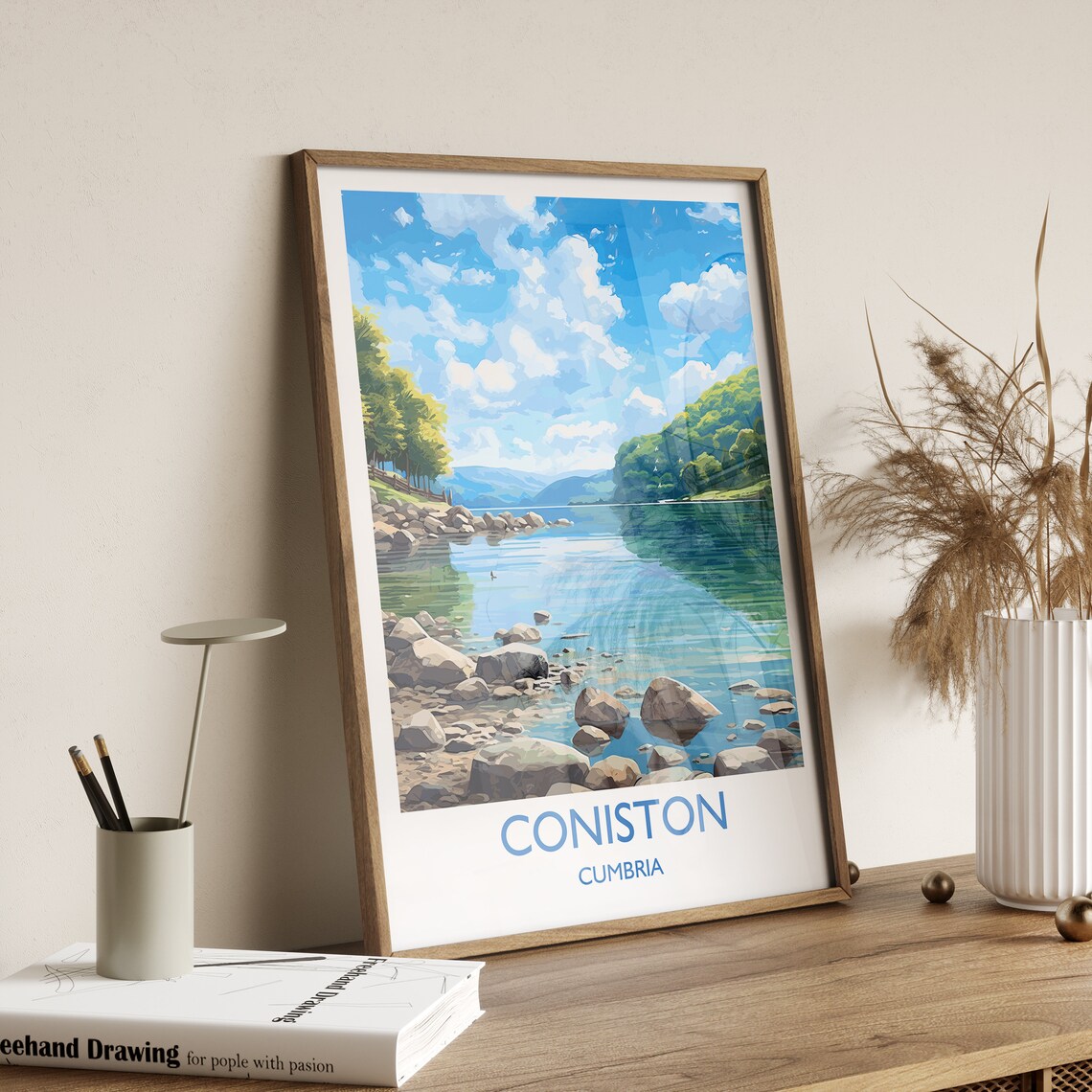 Coniston Travel Poster, Lake District Art Print - Image 3