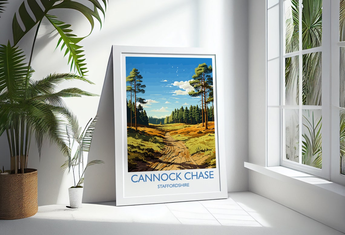 Cannock Chase Staffordshire Woodland Path Pines Vintage Poster - Image 3