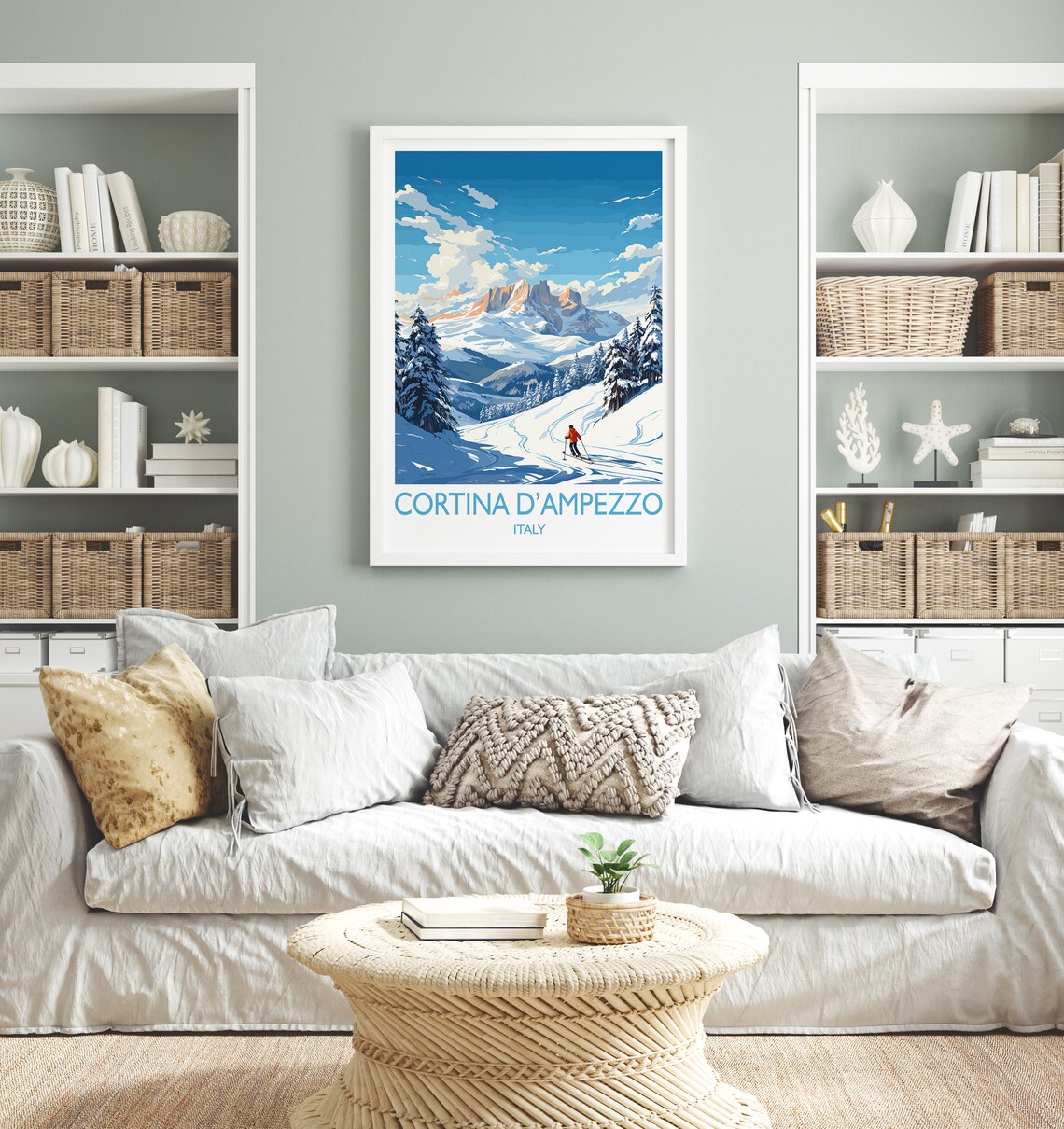 Cortina D'Ampezzo Italy Dolomites Snowy Ski Slope Travel Poster - Image 4