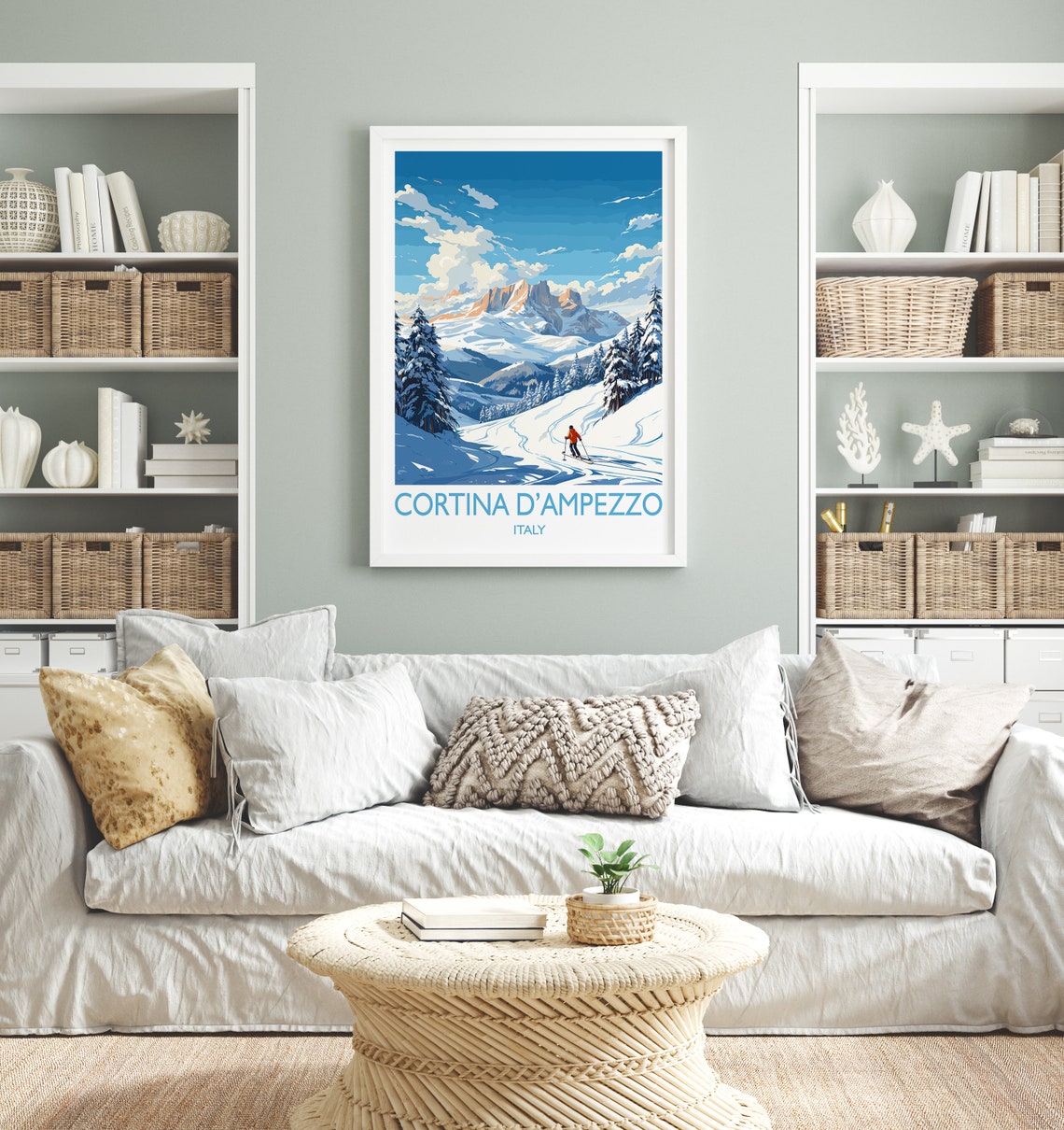 Cortina Dampezzo Wall Art Travel Poster Travel Print Of Cortina Dampezzo Ski Poster Art Gift Italy Dolomites Ski Art Travel Lovers Gift - Image 4