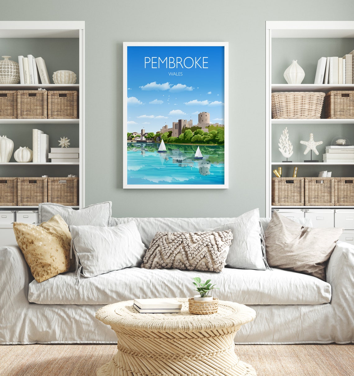Pembroke Travel Print Travel Poster Of Pembroke Wales Pembrokeshire Art Gift Wales Art Lovers Gift Wall Art Print - Image 4