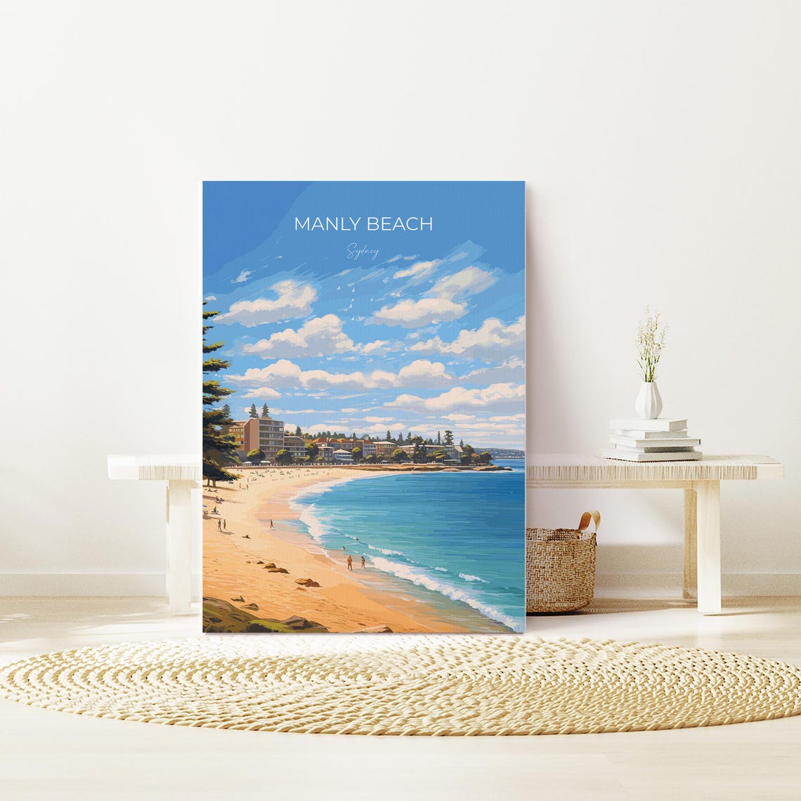 Manly Beach Sydney Australia Surf Coast Golden Summer Day Poster - Image 2