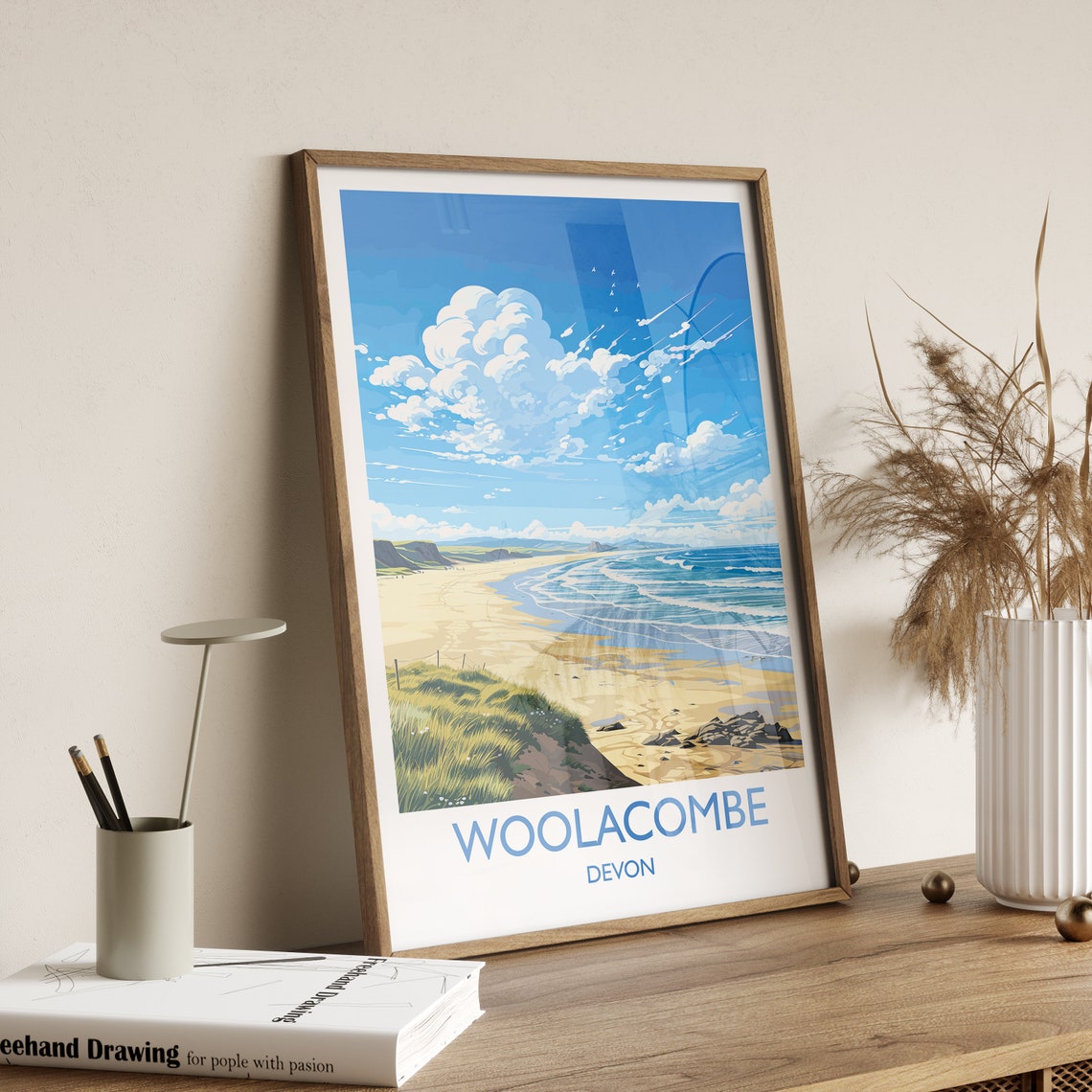 Woolacombe Devon Beach Panorama Golden Sands Coast Travel Poster - Image 2