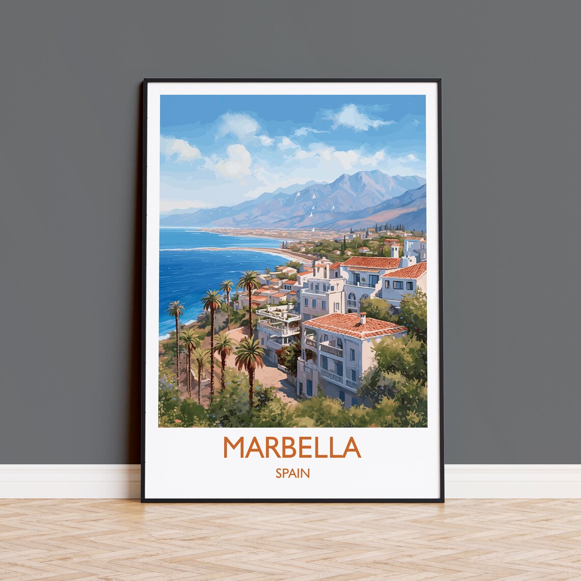 Marbella Travel Poster, Spain City Wall Art Print