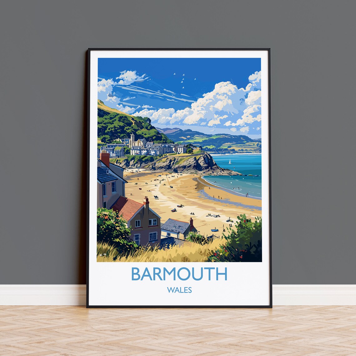 Barmouth Travel Poster, Wales Wall Art Print