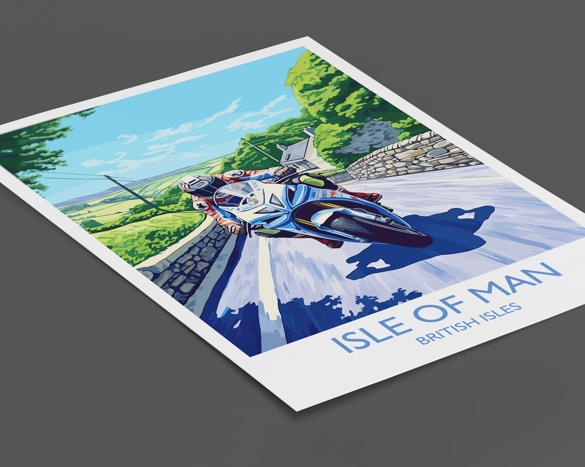 Isle of Man Travel Poster, Motorbike Racing Art - Image 2