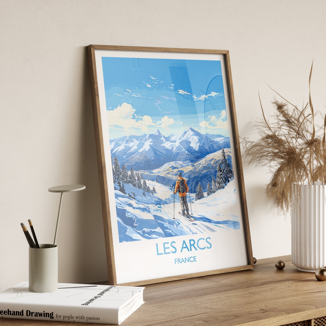 Les Arcs Wall Art Travel Poster Travel Print Of Les Arcs Ski Poster Les Arcs Art Gift France Ski Art Travel Gift - Image 3