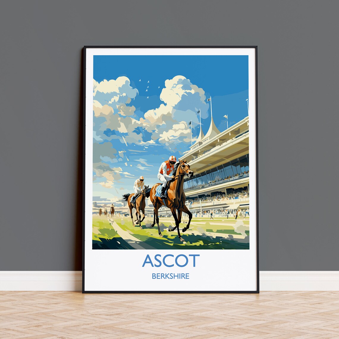 Ascot Travel Poster, Berkshire England Travel Print