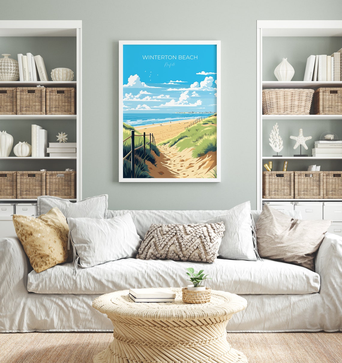 Winterton Beach Norfolk Dune Path Coastal Walk Illustration Poster - Image 4