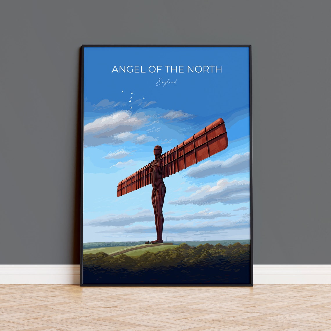 Angel Of The North Travel Print Wall Art Travel Poster Of Angel Of The North England Angel Of The North Art Gift Wall Art Print