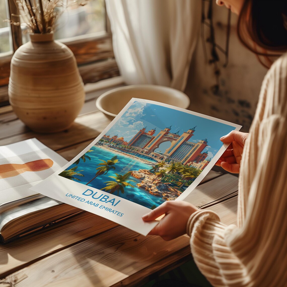 Dubai Palm Jumeirah Travel Poster, UAE Wall Art - Image 2