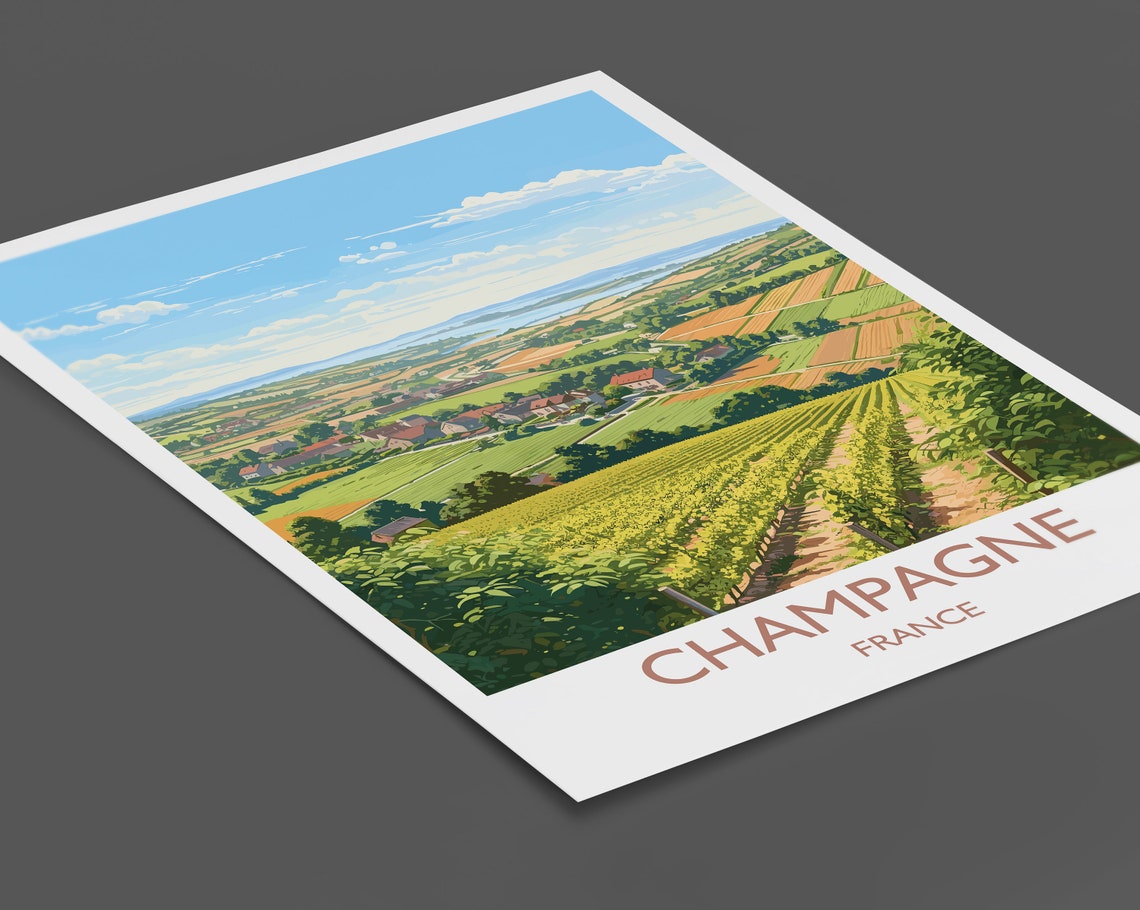 Champagne Poster Travel Print Of Champagne Wine Region France Europe Travel Gift - Image 2