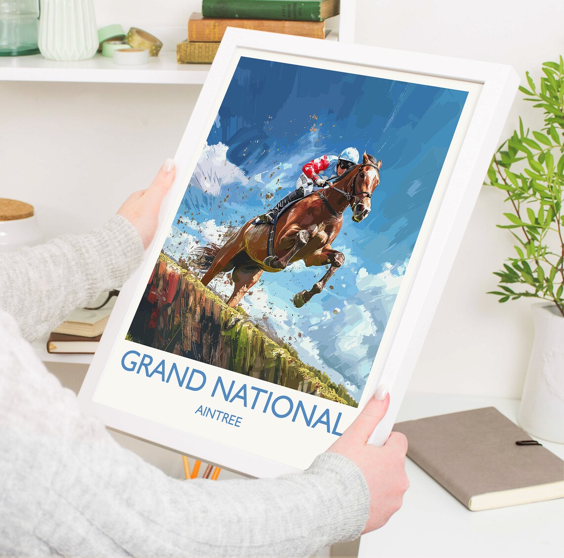 Grand National Aintree Horse Jumping Fence Painted Art Poster - Image 5