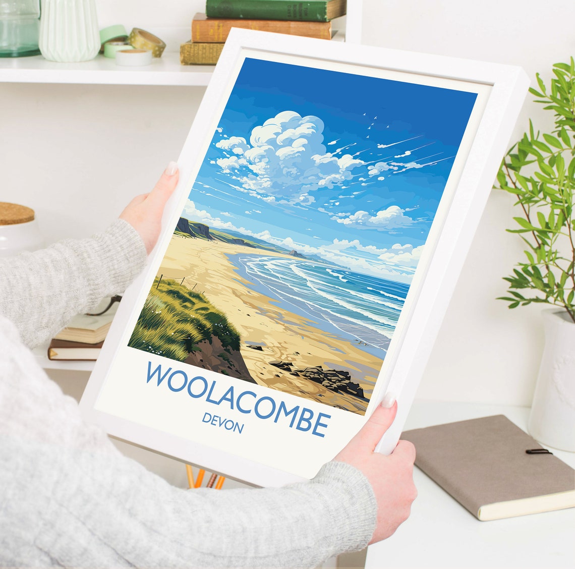 Woolacombe Devon Beach Panorama Golden Sands Coast Travel Poster - Image 5