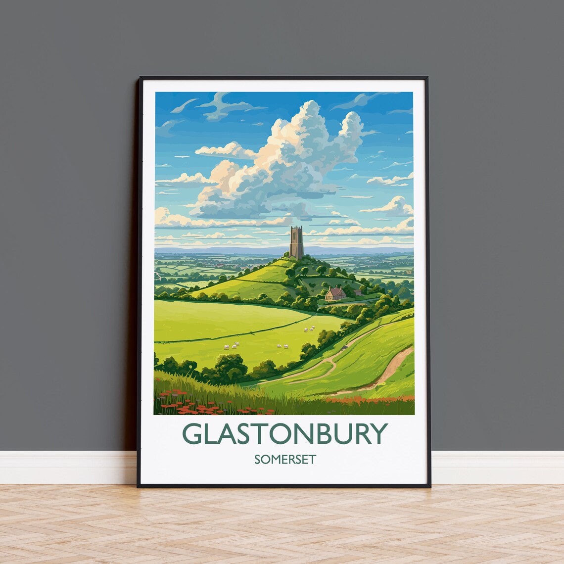 Glastonbury Travel Poster, Somerset England Poster Print