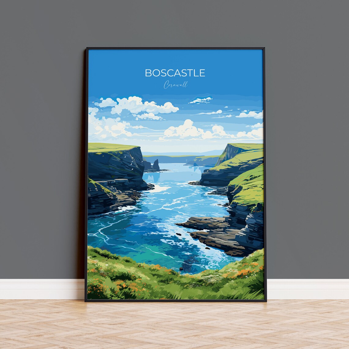 Boscastle Travel Poster, Cornwall England Art Print