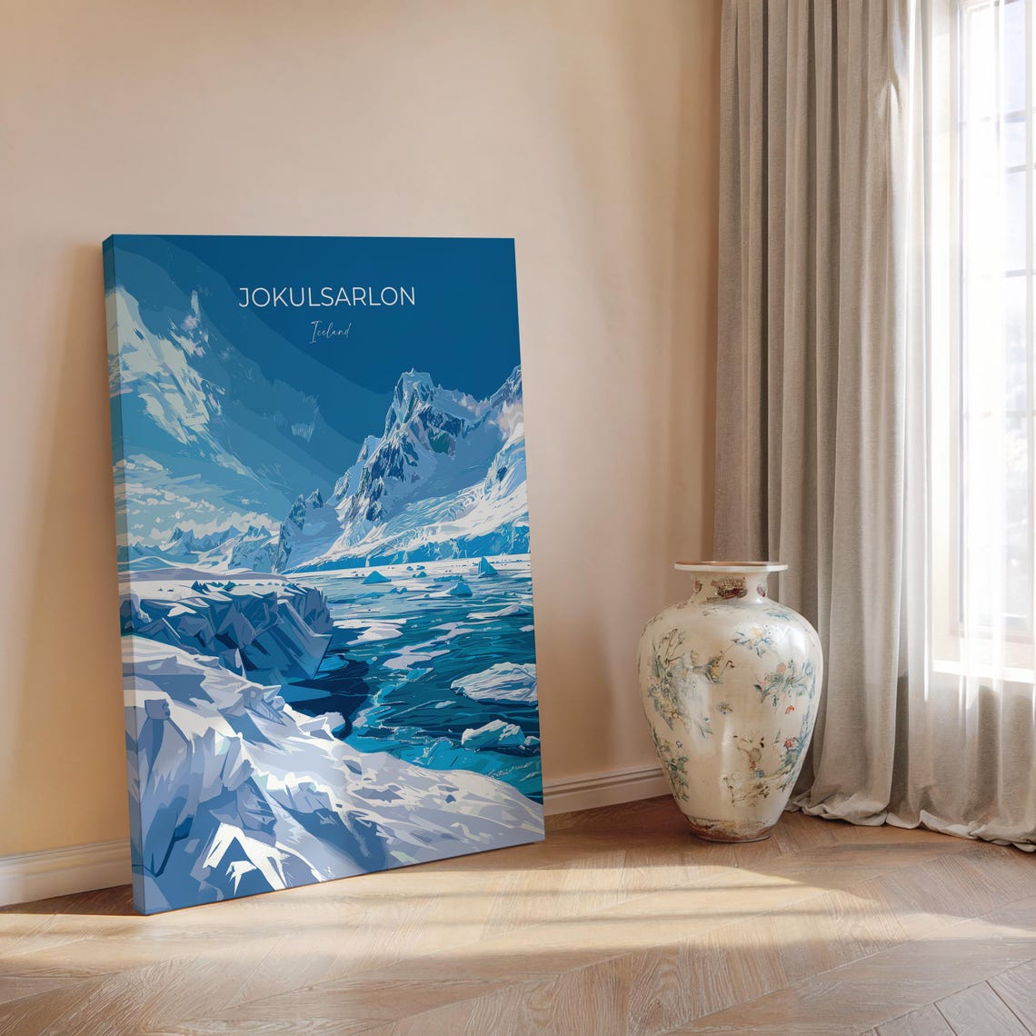 Jokulsarlon Iceland Glacier Lagoon Modern Blue Travel Poster - Image 2