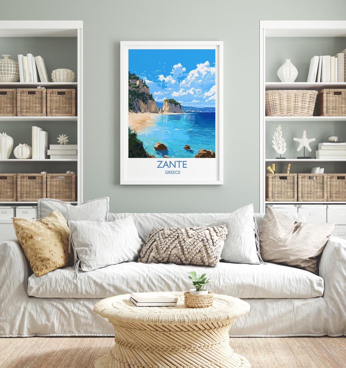 Zante Travel Print Travel Poster Of Zante Greece Gift Greek Islands Art Zante Gift Wall Art Print - Image 4