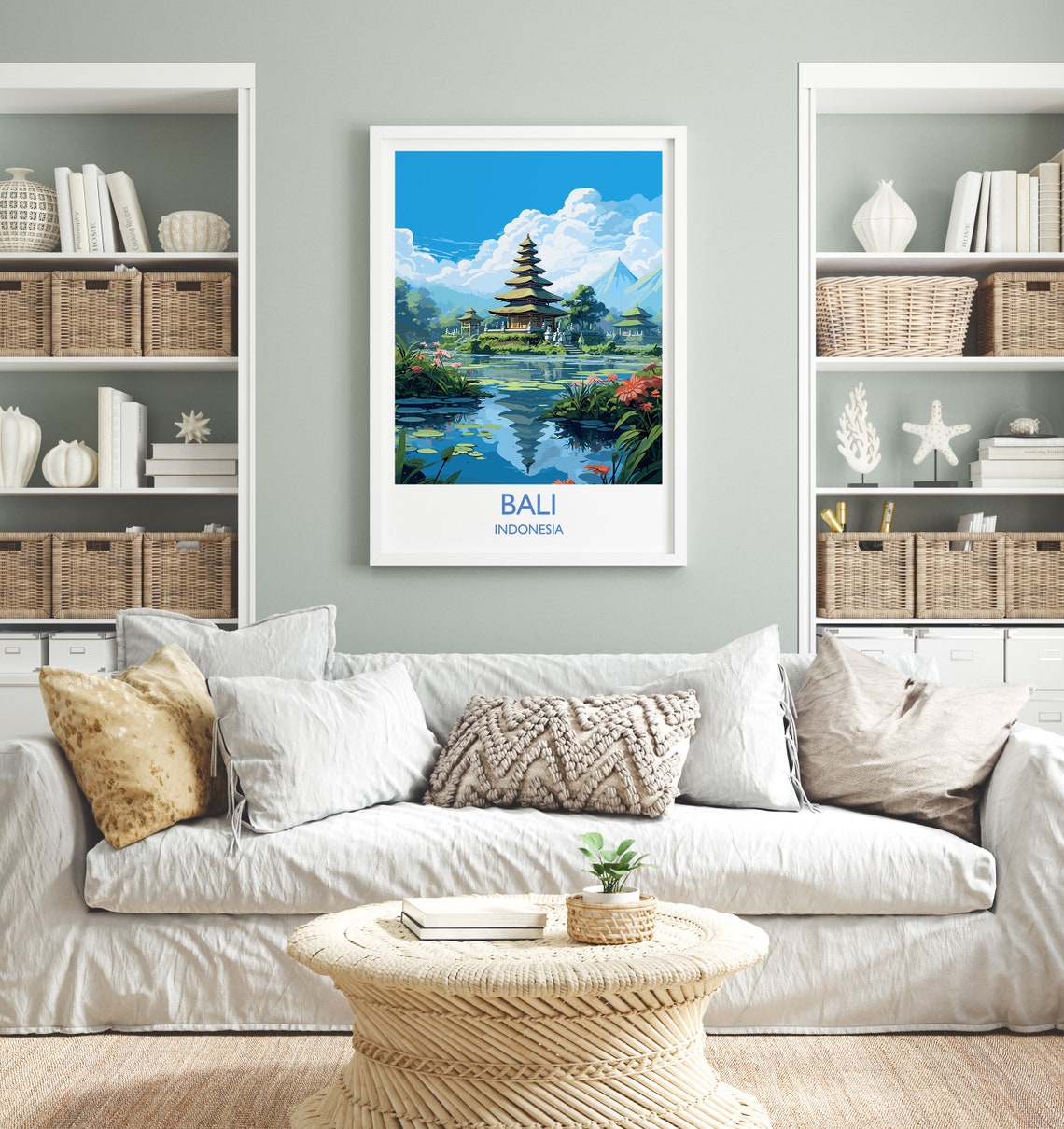Bali Temple Lake Reflection Indonesia Tropical Garden Poster - Image 4