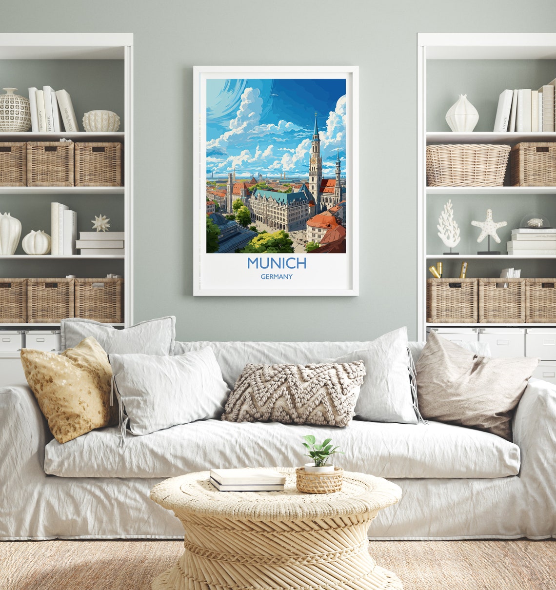 Munich Germany Historic Rooftops Church Spires Cityscape Travel Poster - Image 4