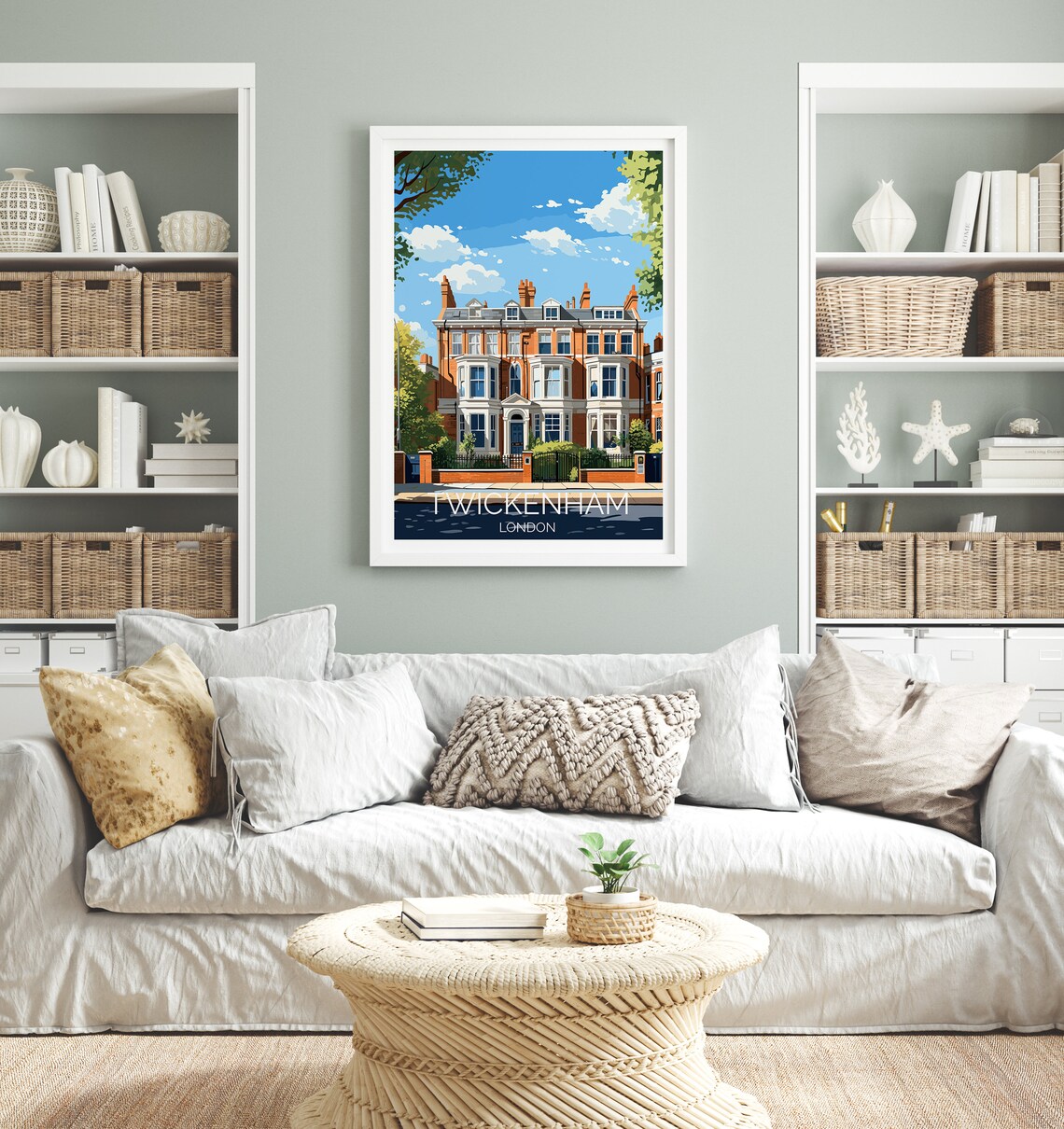 Twickenham London Grand Victorian Villa Sunny Facade Travel Poster - Image 4