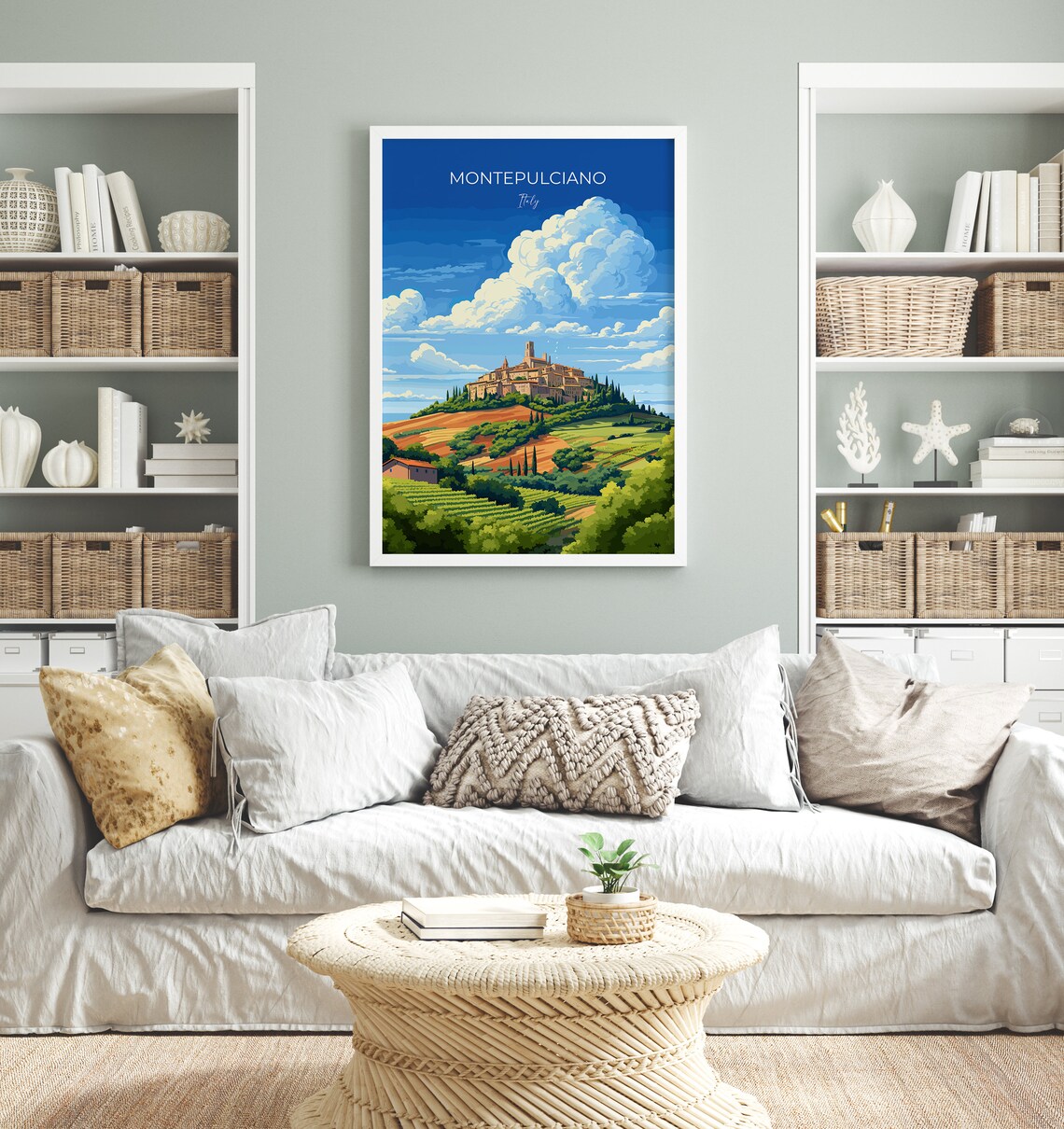 Montepulciano Italy Vineyard Hillside Town View Travel Poster - Image 4