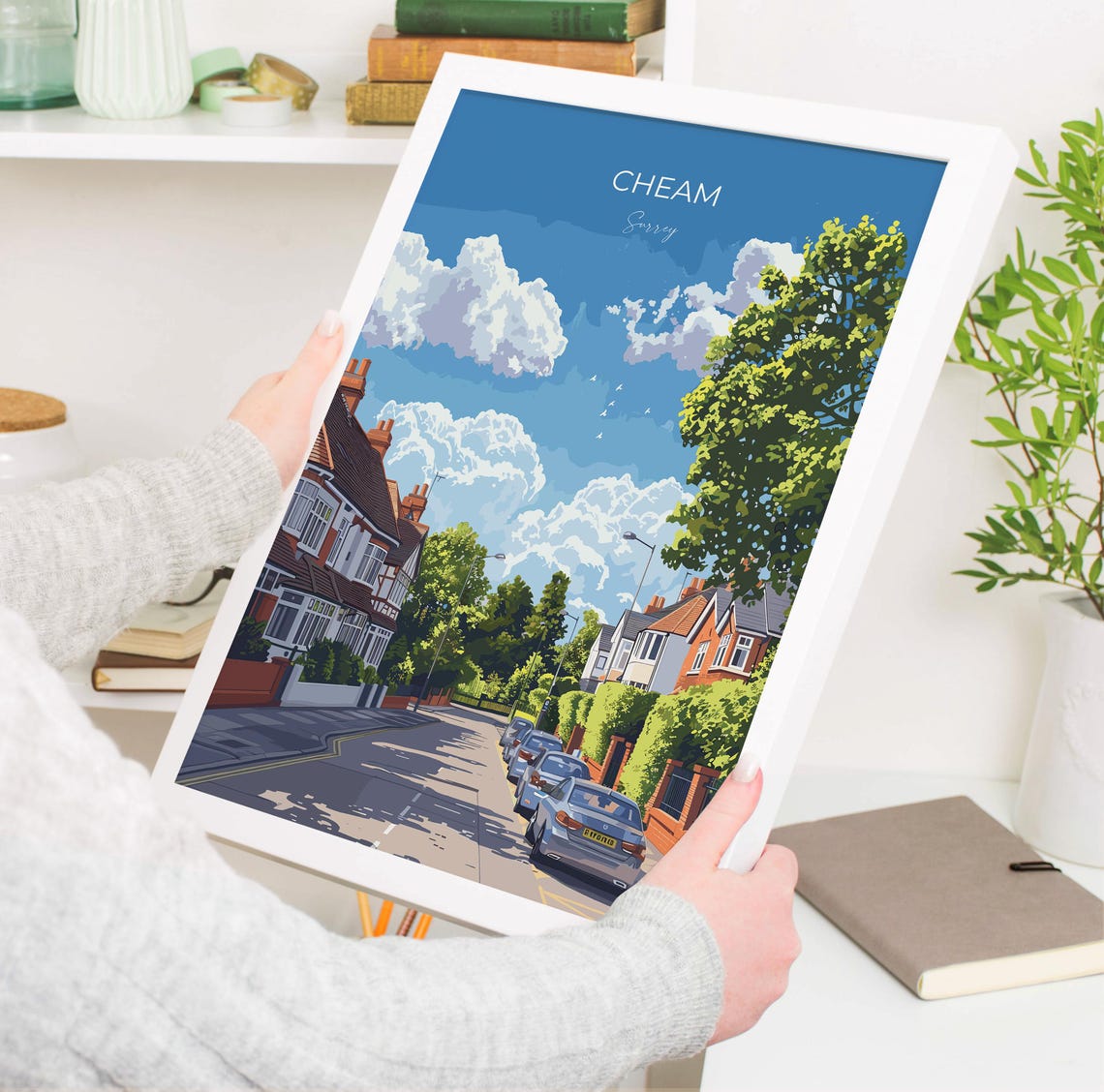Cheam Travel Poster Travel Print Of Cheam Surrey Poster Cheam Art Gift London Art Lovers Uk Travel Gift - Image 3