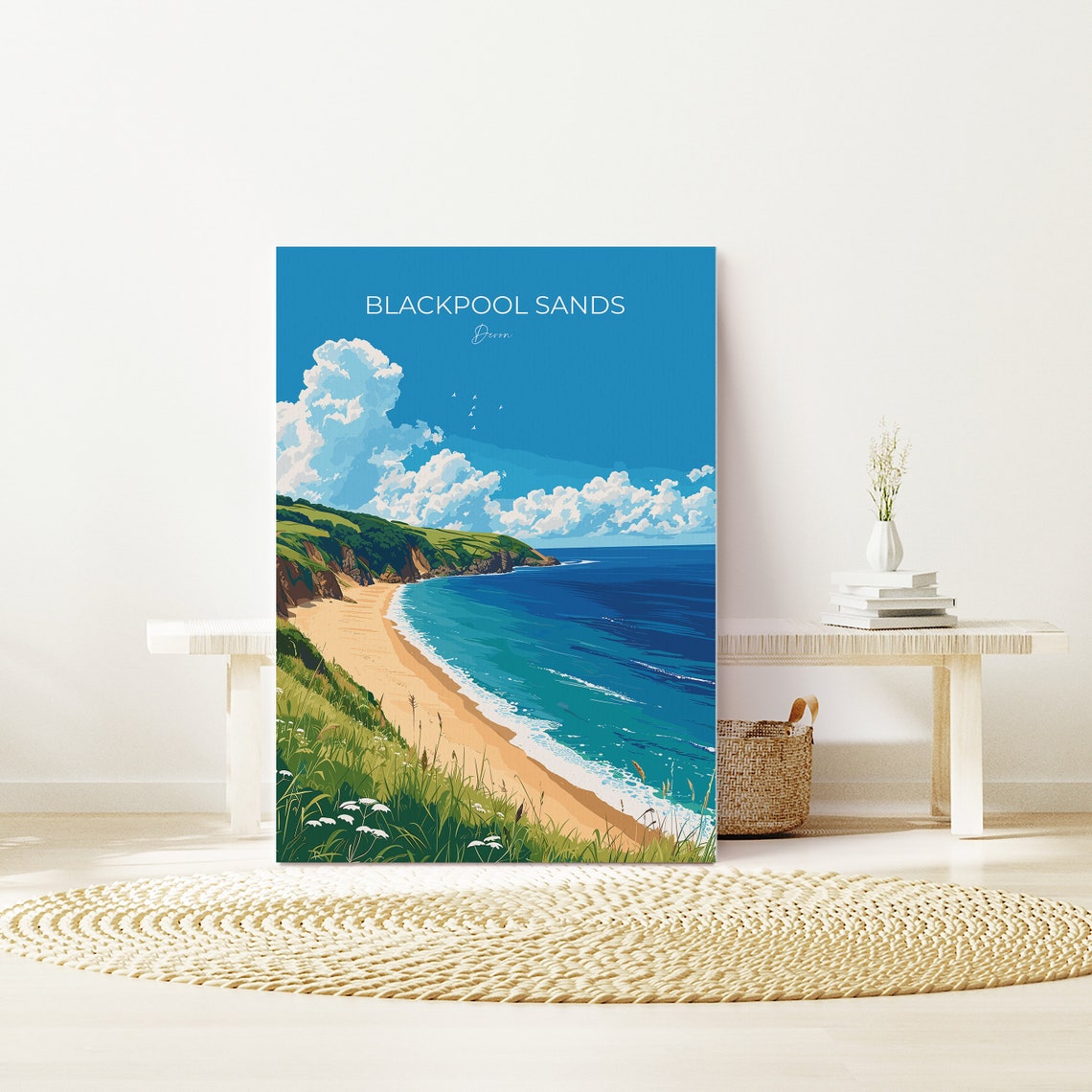 Blackpool Sands Devon Sunny Cove Cliffs Sparkling Sea Poster - Image 2
