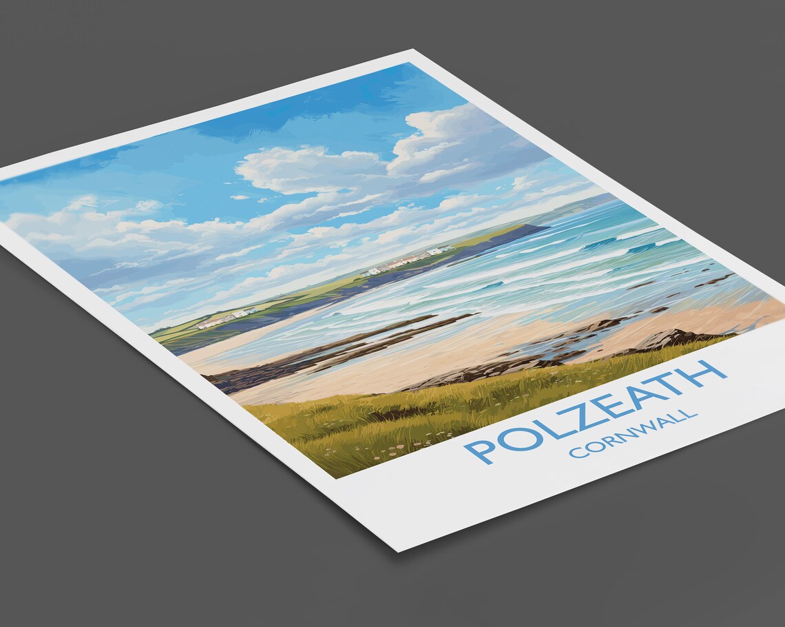 Polzeath Travel Poster, Cornwall England Art Print - Image 2