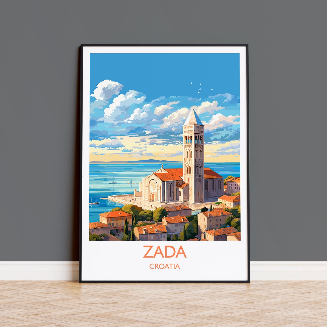 Zada Croatia Cathedral Tower Adriatic Sea Old Town View Poster