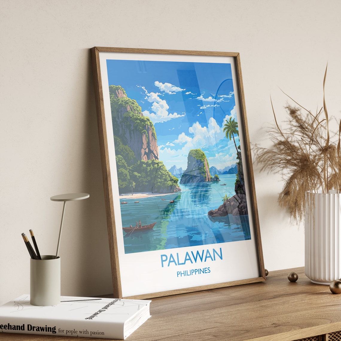 Palawan Philippines Limestone Cliffs Lagoon Travel Poster Wall Decor - Image 3