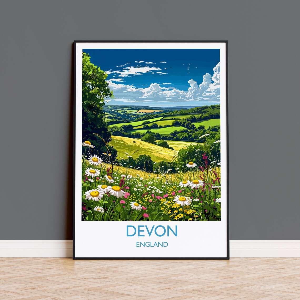 Devon England Travel Poster, Countryside Art Print