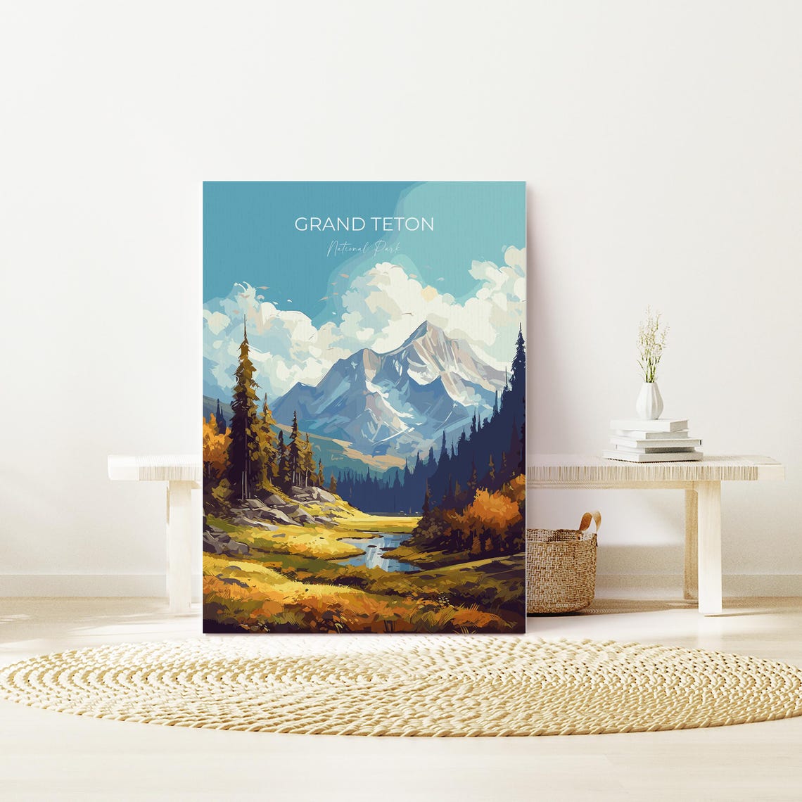 Grand Teton Print Travel Poster Of Grand Teton North America Grand Teton Art Lovers Gift Usa National Park Travel Gift - Image 2