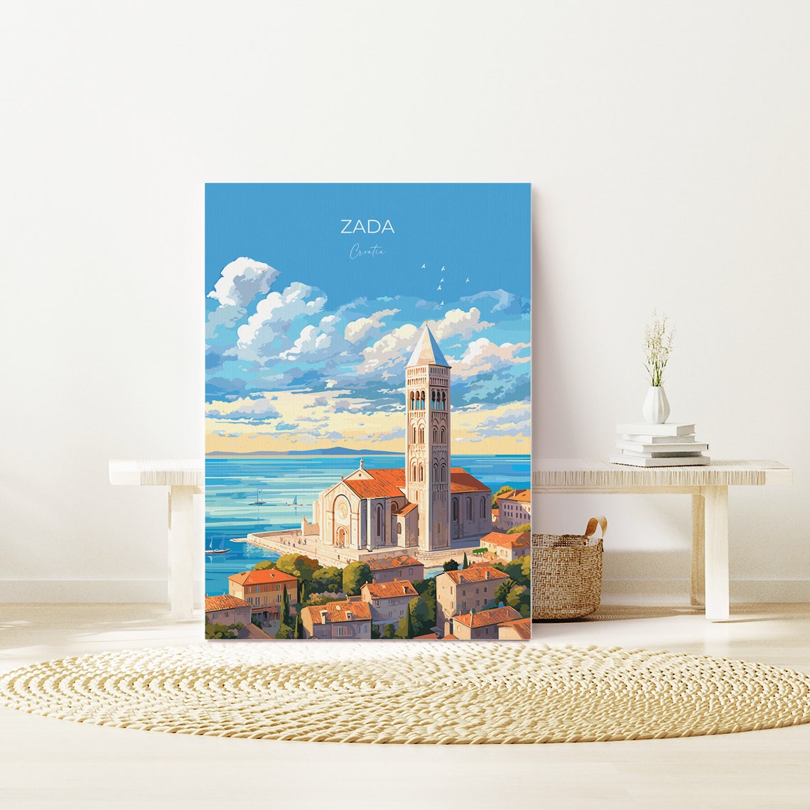 Zada Croatia Cathedral Waterfront Tower Sunset View Art Poster - Image 3