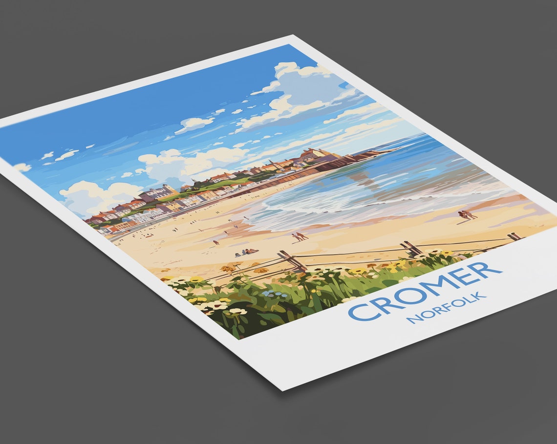 Cromer Norfolk Beach Travel Poster Sandy Shore Pier Town Seaside Decor - Image 2