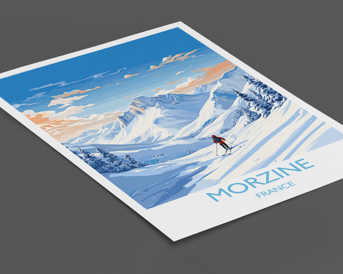 Morzine Wall Art Travel Poster Travel Print Of Morzine Ski Poster Morzine Art Gift France Ski Art Travel Gift - Image 2