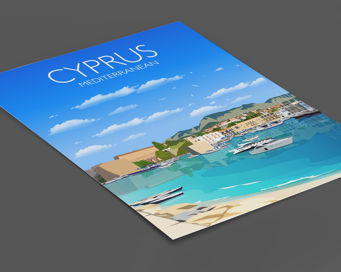 Cyprus Travel Poster, Mediterranean Sea Travel Print - Image 3