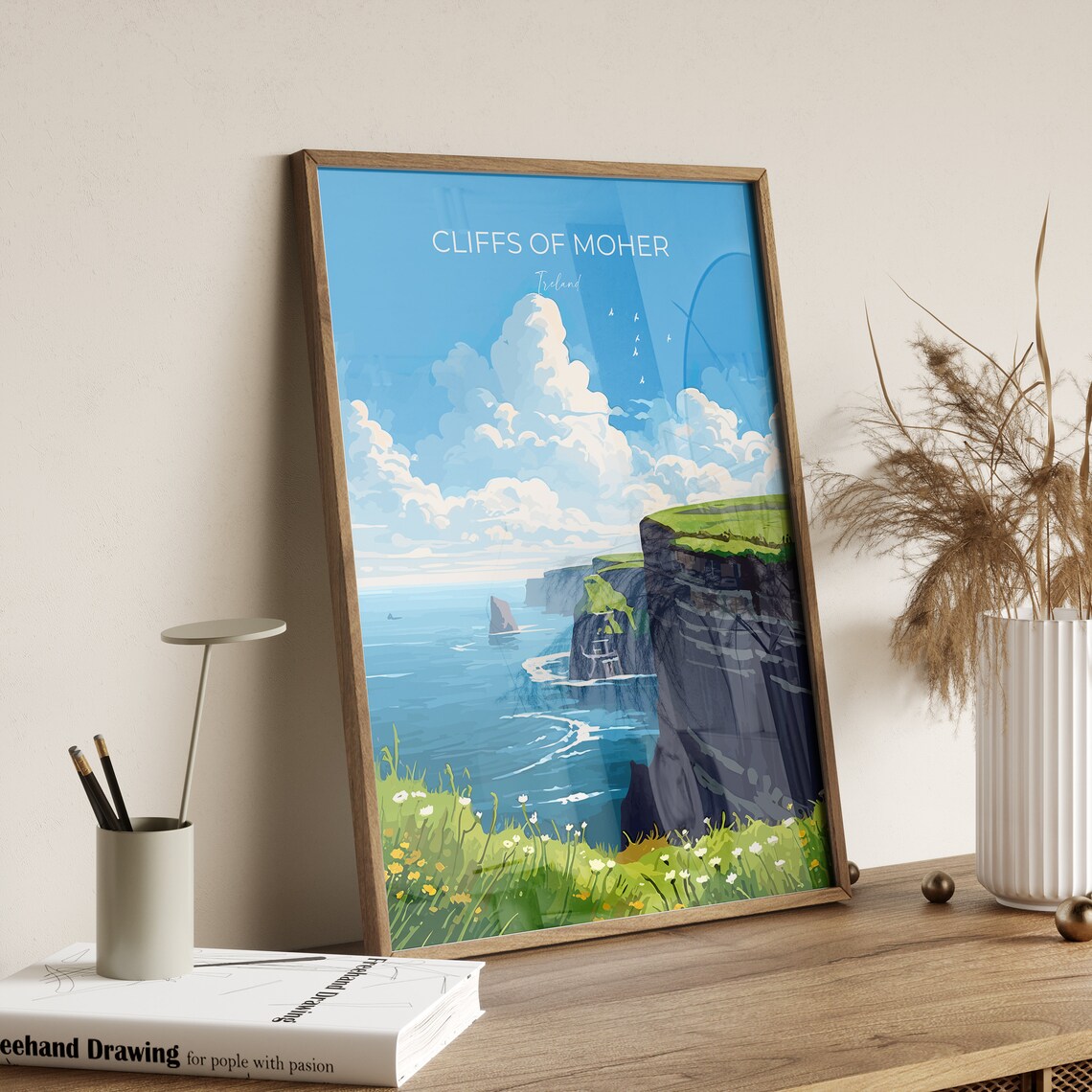 Cliffs of Moher Ireland Sea Cliffs Wildflowers Coastline Travel Poster - Image 2