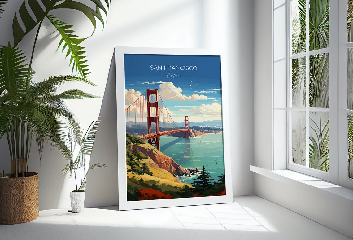 San Francisco California Golden Gate Bridge Sky Clouds Travel Poster - Image 3