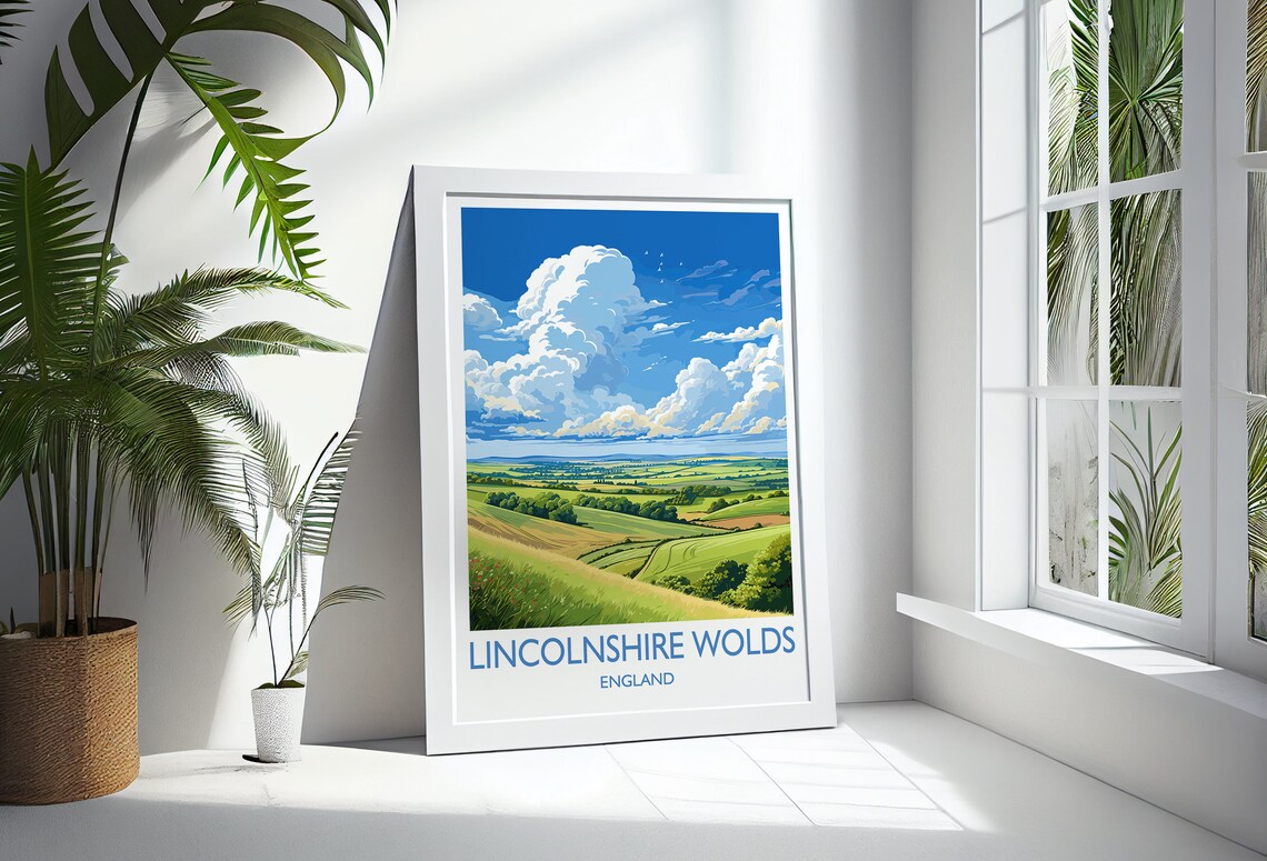 Lincolnshire Wolds England Golden Hills Farmland Travel Poster - Image 3
