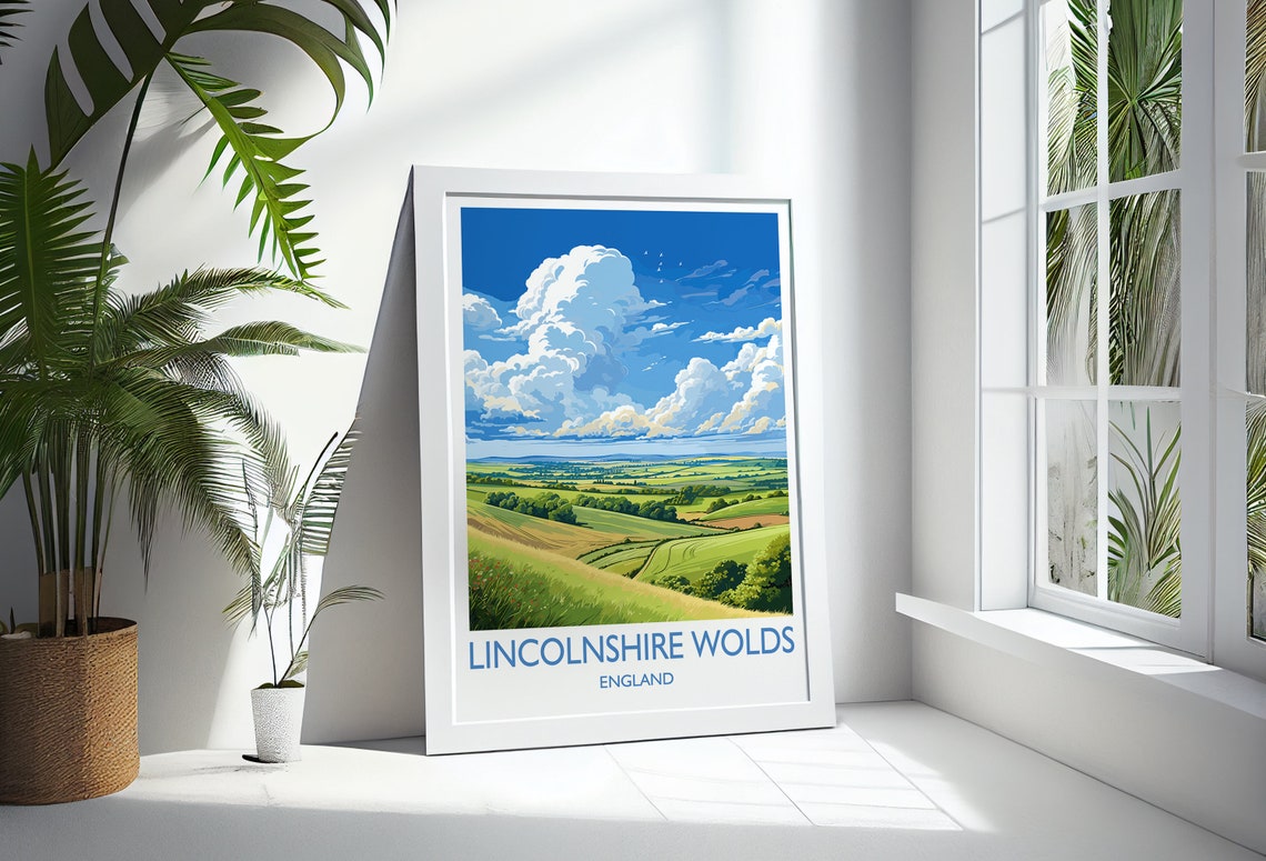 Lincolnshire Wolds Travel Poster Wall Art Travel Print Of Lincolnshire Wolds England Lincolnshire Art Lovers Gift Travel Art Gift - Image 3