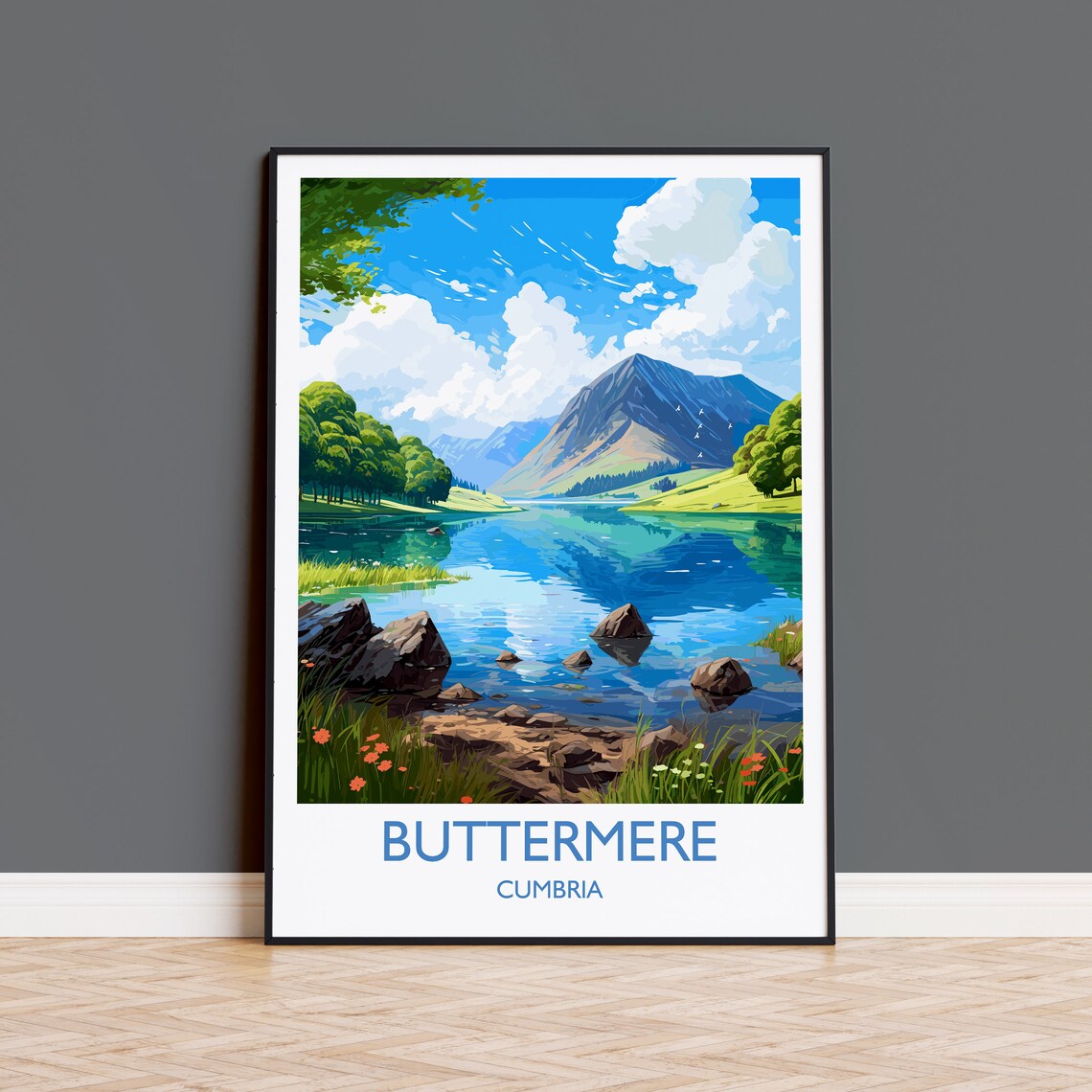Buttermere Travel Poster, England Cumbria Travel Poster