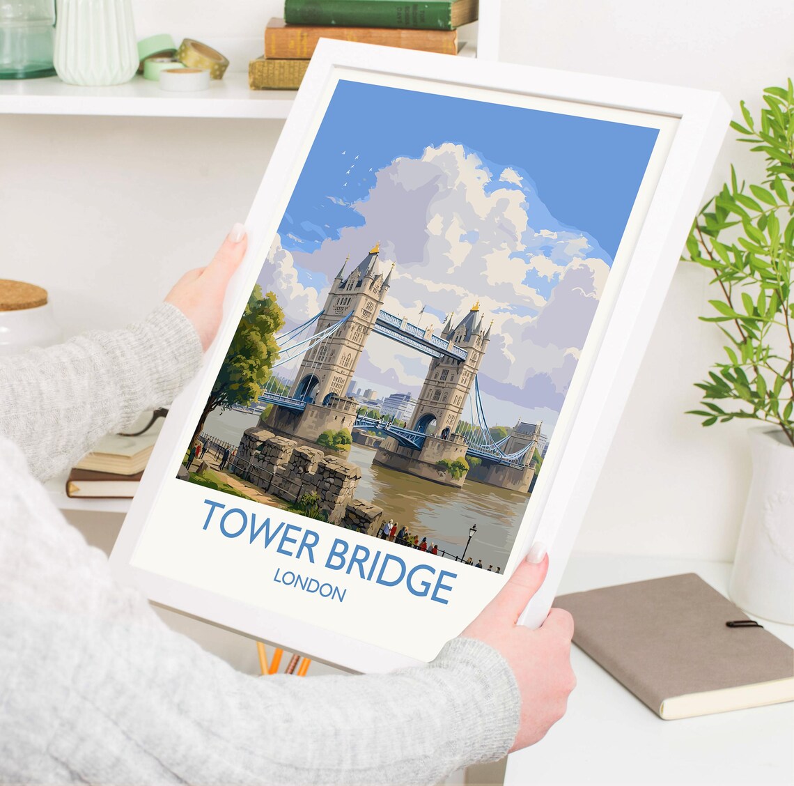 Tower Bridge London River Thames Classic Skyline Travel Poster - Image 3